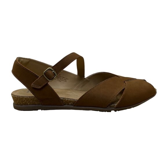 Earth Origins Women’s Almond Leather Adhesive Strap Palomos Percy Sandals Sz 11 - Picture 1 of 8